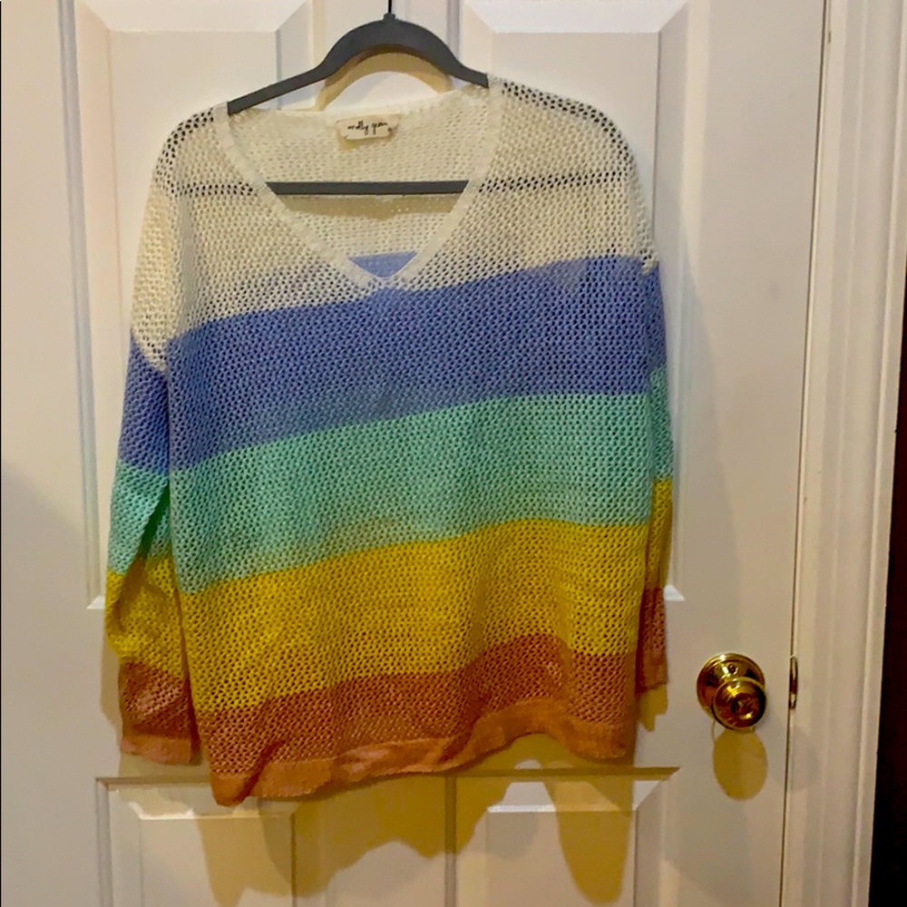 Crochet rainbow striped sweater
